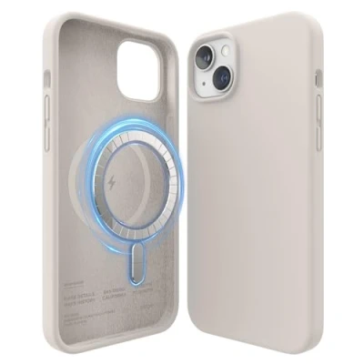 Abbildung von elago Magnetische Silikonhülle Kompatibel mit iPhone 14 Plus Hülle (6.7&quot;), MagSafe Alles Zubehör, Eingebaute Magnete, Premium Flüssigsilikon, Schutzhülle (Taupe)
