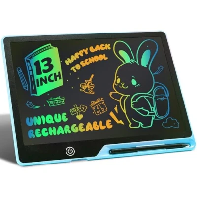 Abbildung von Kinayue LCD Schreibtafel Kinder Wiederaufladbare 13 Zoll Maltafel Zaubertafel Blau,Umweltfreundlich Lernspielzeug Schreibtablett,Weihnachten Geburtstag Geschenk für 3 12 Jahre alt Junge Mädchen