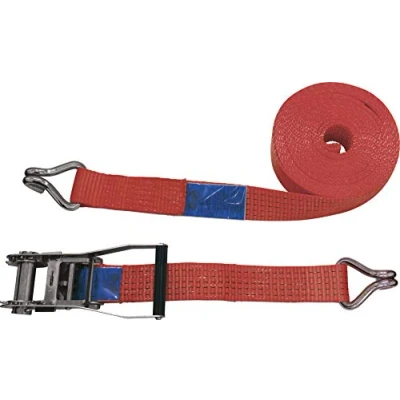 Abbildung von PETEX 43193912 Ratschenspanngurt 2 Teilig, 8 M, 50 mm, 2000/4000 Dan, Doppelspitzhaken, Ratsche 23 cm, Rot