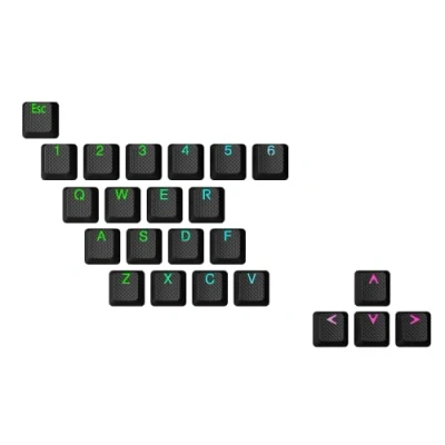 Abbildung von Ranked Gummi Tastenkappen Set Doppelschuss Durchscheinend OEM Profil für Mechanische Gaming Tastatur (Schwarz , 23 Tasten )