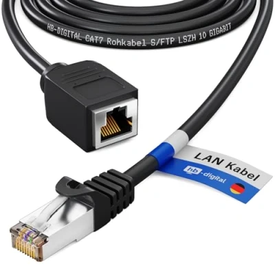 Abbildung von HB DIGITAL LAN Kabel Verlängerung CAT7 Patchkabel S/FTP PiMF LSZH Netzwerkkabel Netzwerkkabel, RJ45 (8P8C), (50 cm), Pins Vergoldet 3µ
