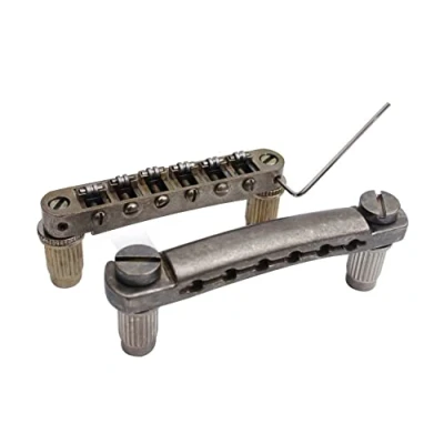 Abbildung von Guyker Guitar Tune O Matic Bridge and Stop Bar Tailpiece Combo Replacement Compatible with LP SG EPI 6 String Electric Guitar(GS001 + GM005, rust color)