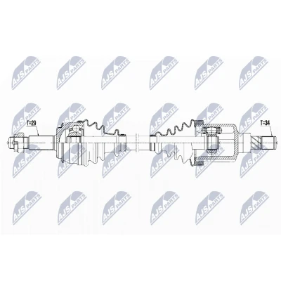 Abbildung von NTY NPW RE 124 Antriebswelle Vorderachse links 650 RENAULT: Kadjar
