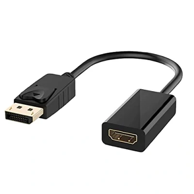 Abbildung von Jsdoin DisplayPort auf HDMI Adapter, 4K Auflösungs Konverter mit Audio, DP/Display Port to Kabel HDTV Adapter Male Female Schwarz