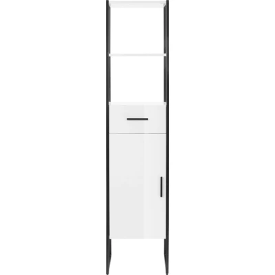 Abbildung von welltime Hochschrank &quot;Pisa Schrank WC Bad hochglanz Metall&quot;, Badschrank Badezimmerschrank mit Schublade und Tür, Breite 35cm