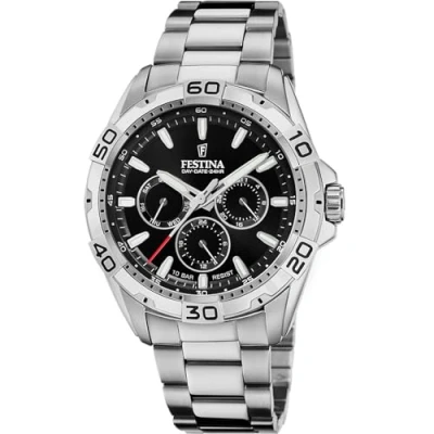 Abbildung von Festina Quarzuhr Herrenuhr F20623/5 Schwarzes Zifferblatt, Edelstahlarmband, 44,7 mm