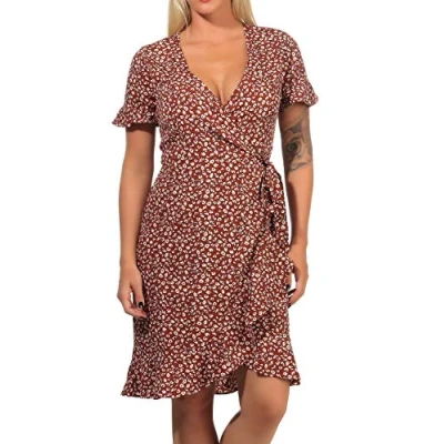 Abbildung von ONLY Onlolivia WRAP Dress Freizeitkleid, Damen, Größe: 36, Henna