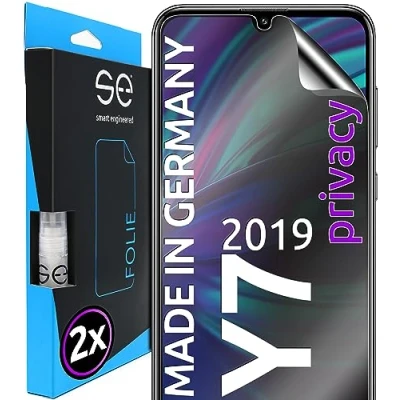 Abbildung von 2x se® 3D SCHUTZFOLIE Privacy für Huawei Y7 (2019),Blickschutz, 100% Fingerabdruck &amp; FaceID kompatibel, einfache blasenfreie Installation, Ultra Klar, Stoß Kratzfest, aus Deutschland
