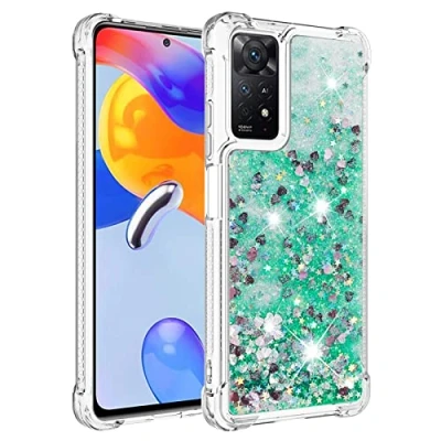 Abbildung von KBIKO zxl Kompatibel Glitzer Hülle für Redmi Note 11 Pro 5G Handyhülle TPU Silikon Cover 4G Kanten Flüssigkeit Treibsand Schutzhülle 5G.Green YBL