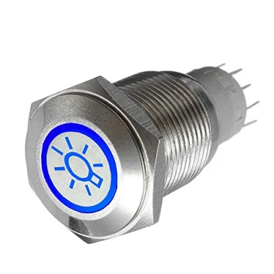 Abbildung von Mintice 16mm KFZ Kippschalter Wippschalter Druckschalter Schalter Drucktaster 12V Blau Licht Metall Scheinwerfer