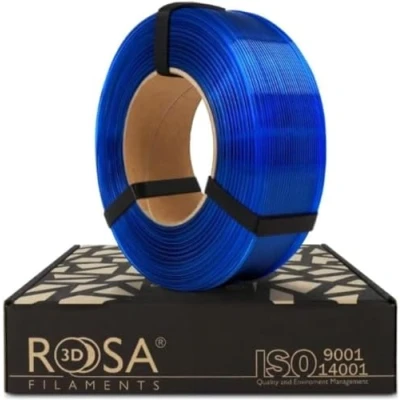Abbildung von ROSA 3D PET G Standard High Speed Filament 1.75 mm für Drucker Druckmaterialien Leicht Glänzend PETG Printing Materials Transparent Blau Refill 1 kg