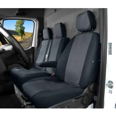 Abbildung von Z4L Sitzbezüge passend für Sprinter 907 ab 2018 3 Sitzer Polyester Schwarz, Grau, LUX Passgenau