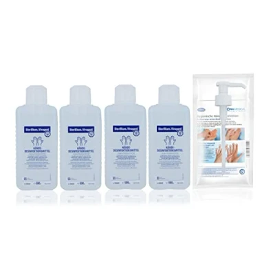 Abbildung von Sterillium VIRUGARD viruzides Handdesinfektionsmittel SETs inkl. Dosierpumpe beseitigt Bakterien zu 99,9% (4x 500ml)