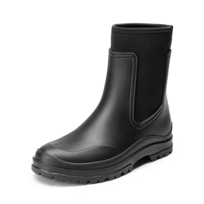 Abbildung von DREAM PAIRS Wasserdicht Regenstiefel Damen Bequem Gummistiefel Halbhoch Chelsea Boots mit rutschfest Sohle,Size 38,Schwarz,SDRB2406W E