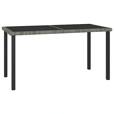 Abbildung von vidaXL Garten Esstisch Gartentisch Terrassentisch Balkontisch Gartenmöbel Tisch Outdoor Terrasse Grau 140x70x73cm Poly Rattan Stahl Glas