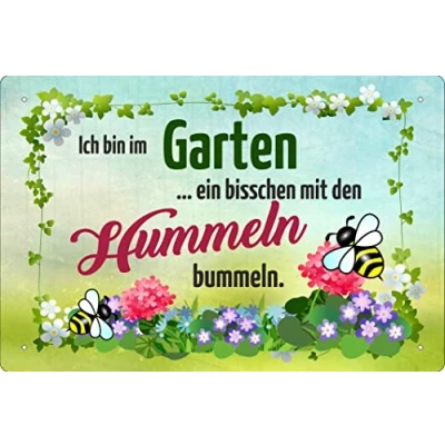 Abbildung von Geschenkeparadies 24 Blechschild im Garten mit den Hummeln bummeln
