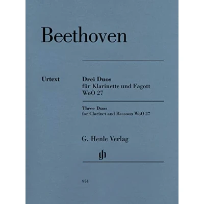 Abbildung von Drei Duos für Klarinette und Fagott WoO 27: Besetzung: Kammermusik mit Blasinstrumenten (G. Henle Urtext Ausgabe)