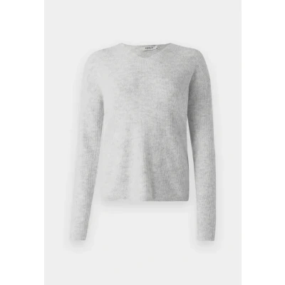 Abbildung von ONLY Damen Warmer Strickpullover Knitted Basic Stretch Sweater Langarm V Ausschnitt Shirt ONLCAMILLA, Farben:Grau, Größe:S