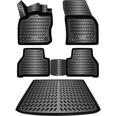 Abbildung von ELMASLINE Gummimatten &amp; Kofferraumwanne Set für VW Caddy 5 (V) 2020 2025 hoher Rand Extra 5cm