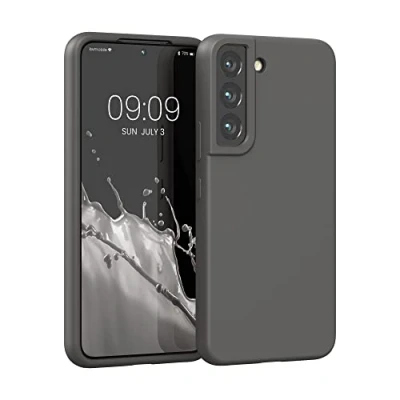 Abbildung von kwmobile Hülle kompatibel mit Samsung Galaxy S22 weiches TPU Silikon Case Cover geeignet für kabelloses Laden Schwarz matt