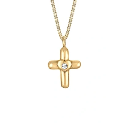 Abbildung von Elli Kette mit Anhänger Kinder Kreuz Herz Cute Kristalle Silber,