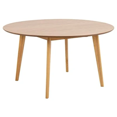 Abbildung von AC Design Furniture Roxanne Runder Esstisch für 5 Personen in Eichenoptik, Ø: 140 x H: 76 cm, Küchentisch mit Eichenfurnier und Beinen Eichenoptik Gebeizt, Moderner Retro Stil das Esszimmer