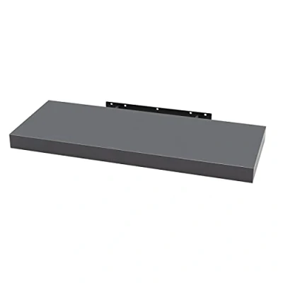 Abbildung von WOLTU Wandboard Wandregal CD DVD Regal Bücherregal Schweberegal Holz Board 110x22.9x3.8cm dunkel grau für Büro, Wohnzimmer, Schlafzimmer, Küche RG9316dgr