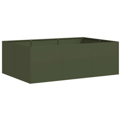 Abbildung von vidaXL Pflanzkübel Olivgrün 120x80x40 cm Stahl, Pflanzschale, Garten Pflanzkübel, Outdoor Pflanzgefäß, Hochbeet, Blumenkasten