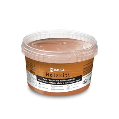 Abbildung von Hausa Holz Reparaturset Holzkitt, 250g gebrauchsfertig ausgezeichnete Füllkraft rissbeständig, 250 St., Gramm Nussbaum Holzspachtelmasse Kitt für Holz, Holzspachtel/Füllmasse zum Reparieren