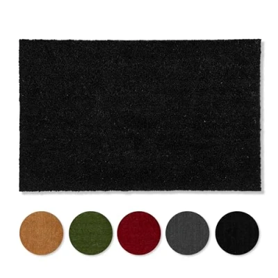 Abbildung von Carpido rutschfeste Kokosmatten antibakterielle Türmatten für den überdachten Außenbereich nachhaltiger Naturfasern 100% Kokos 100x300 cm schwarz