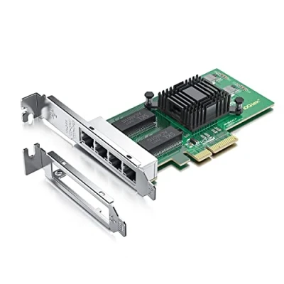 Abbildung von 10Gtek® 1000Mbps Gigabit Ethernet Converged Network Adapter (NIC) mit Intel 350 Chip PCI Express NIC Card Quad Copper RJ45 Ports 2.1 X4 Compare to I350 T4
