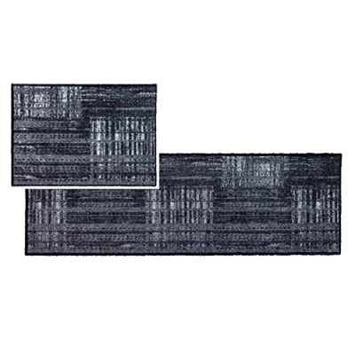 Abbildung von ASTRA Flauschige Sauberlaufmatte weich Pure &amp; Soft Texture grau 2er Set 50x70 50x150 cm Waschbarer Küchenteppich innen Türmatte strapazierfähig