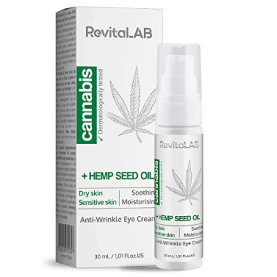 Abbildung von RevitaLAB Cannabis Extract Augenkonturcreme mit Hanfsamenöl 30 ml Dermatologisch getestete Anti Aging Feuchtigkeitscreme für ein glattes Aussehen um das Auge