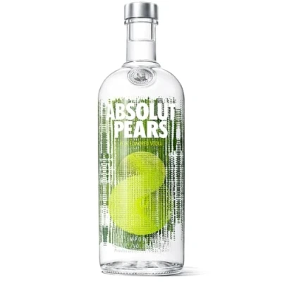 Abbildung von Absolut Vodka Pears mit Birnen Geschmack Absolute Reinheit und einzigartiger in ikonischer Apothekerflasche 1 x L