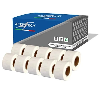 Abbildung von Aftertech 10x 99010 28x89mm Rollen kompatible Klebeetiketten (130 Etiketten/Rolle = 1300 insgesamt) für Dymo LabelWriter Seiko SLP Etikettendrucker S0722370 10x99010