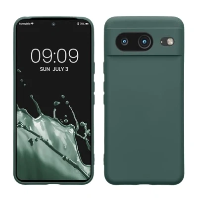 Abbildung von kwmobile Slim Case kompatibel mit Google Pixel 8 Hülle Handyhülle aus Silikon in Tannengrün
