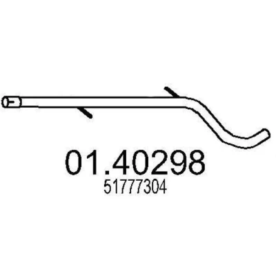 Abbildung von MTS 01.40298 Abgasrohr 920mm vorne für Mittelschalldämpfer FIAT: Panda II Schrägheck, 500 C Cabrio