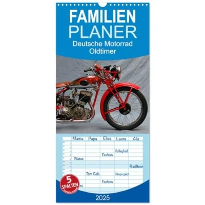 Abbildung von Familienplaner 2025 Deutsche Motorrad Oldtimer mit 5 Spalten (Wandkalender, 21 cm x 45 cm), CALVENDO
