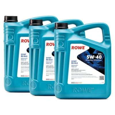 Abbildung von 15 (3x5L) Liter ROWE HIGHTEC SYNT RS DLS SAE 5W 40 Motoröl Made in Germany