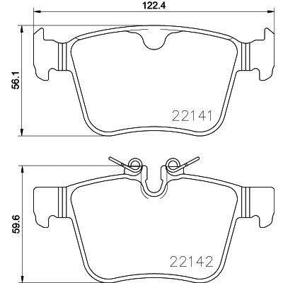 Abbildung von HELLA 8DB 355 023 361 Bremsbelagsatz für Verschleißwarnanzeiger vorbereitet VOLVO: XC60 II, V90 II Kombi, XC90 LAND ROVER: Range Rover Evoque