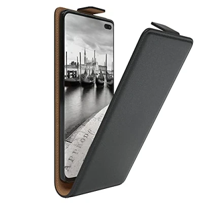 Abbildung von EAZY Case Hülle kompatibel mit Samsung Galaxy S10 Plus Flip Cover zum Aufklappen, Handyhülle aufklappbar, Schutzhülle, Flipcover, Flipcase, Flipstyle vertikal klappbar, aus Kunstleder, Schwarz
