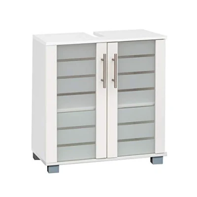 Abbildung von Schildmeyer Waschbeckenunterschrank Nikosia Höhe 64 cm, mit Glastüren, hochwertige MDF Fronten, Metallgriffe
