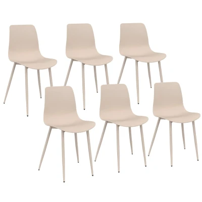 Abbildung von Set aus 6 beigen Stühlen mit Metallbeinen IDMarket