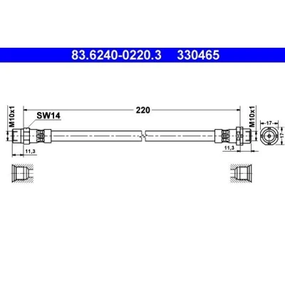 Abbildung von ATE 83.6240 0220.3 Bremsschläuche 220 BMW: Z3 Roadster, Coupe