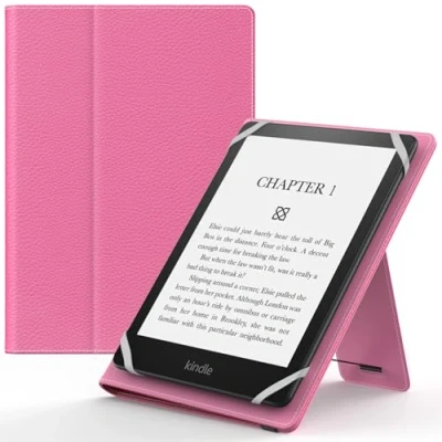 Abbildung von MoKo Universal Hülle für 6 6,8 7 Zoll Schutzhülle mit Handschlaufe &amp; Verstellbarem Ständer Kobo Clara 2E/Fire Tablet/Kindle/Kobo/Voyaga/Lenovo/Sony Kindle eBooks E Reader Tablet, Magenta
