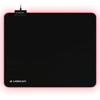 Abbildung von Lioncast Glow RGB Gaming Mauspad (450mm x 355mm, Premium Stoff Oberfläche, 7 Farben Beleuchtung mit Farbfluss Modus, Genähter Rand)