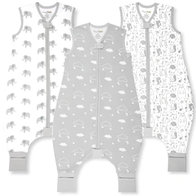 Abbildung von Mama Cheetah Baby Schlafsack mit Füße 0.5 TOG, Sommerschlafsack, Bio Baumwolle Schlafsäcke ohne Ärmeln Babyschlafsack Beinen für Säugling Kinder Junge Mädchen, 100cm (Baby Höhe 102 112cm)