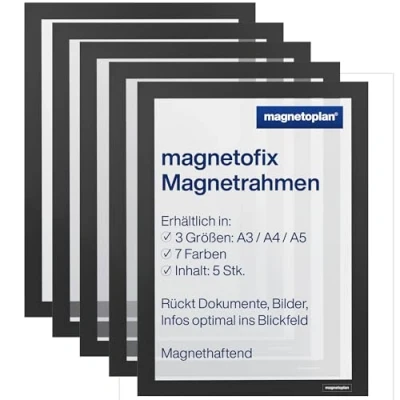 Abbildung von magnetoplan magnetofix Sichtfenster Format DIN A4 VE 5 Stk Rahmen schwarz