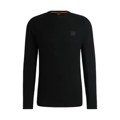 Abbildung von BOSS Herren Kesom IN Pullover aus Baumwolle und Kaschmir mit verschiedenen Strukturen Schwarz001 L