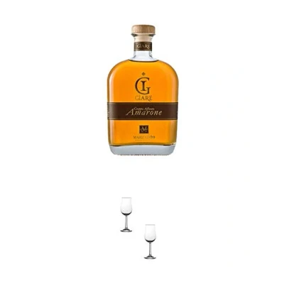 Abbildung von Marzadro Grappa GIARE Amarone 0,7 Liter + Nosing Gläser Kelchglas Bugatti mit Eichstrich 2cl und 4cl 2 Stück